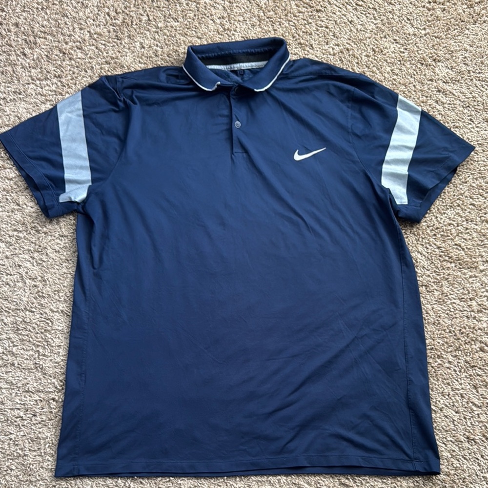 EUC Men’s Nike Dri-Fit Golf Navy/Gray Short Sleeve Modern Fit Polo Size XXL